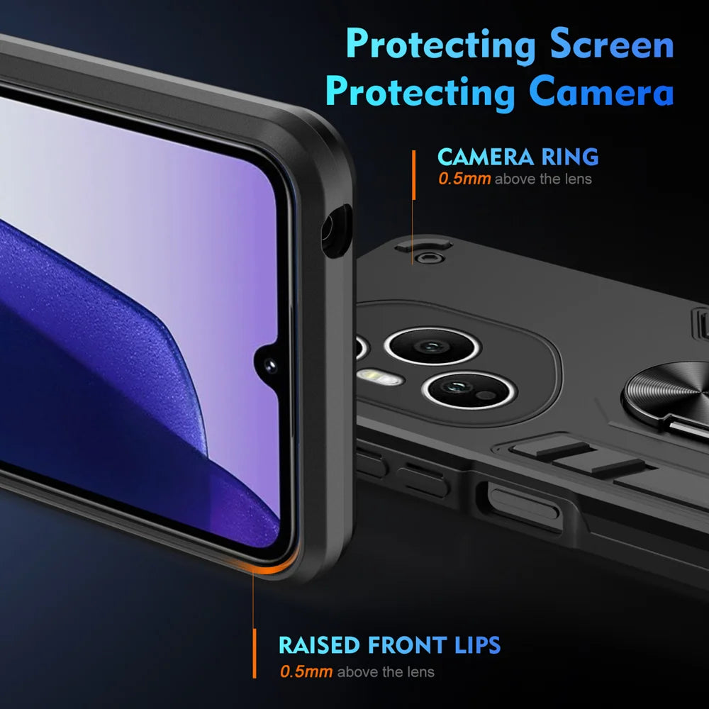 WANLONFENG for Honor 400 Pro 5G (Global) YS Series Case Kicktand Shockproof PC TPU Phone Cover with 2Pcs Tempered Glass Film - Black - 4