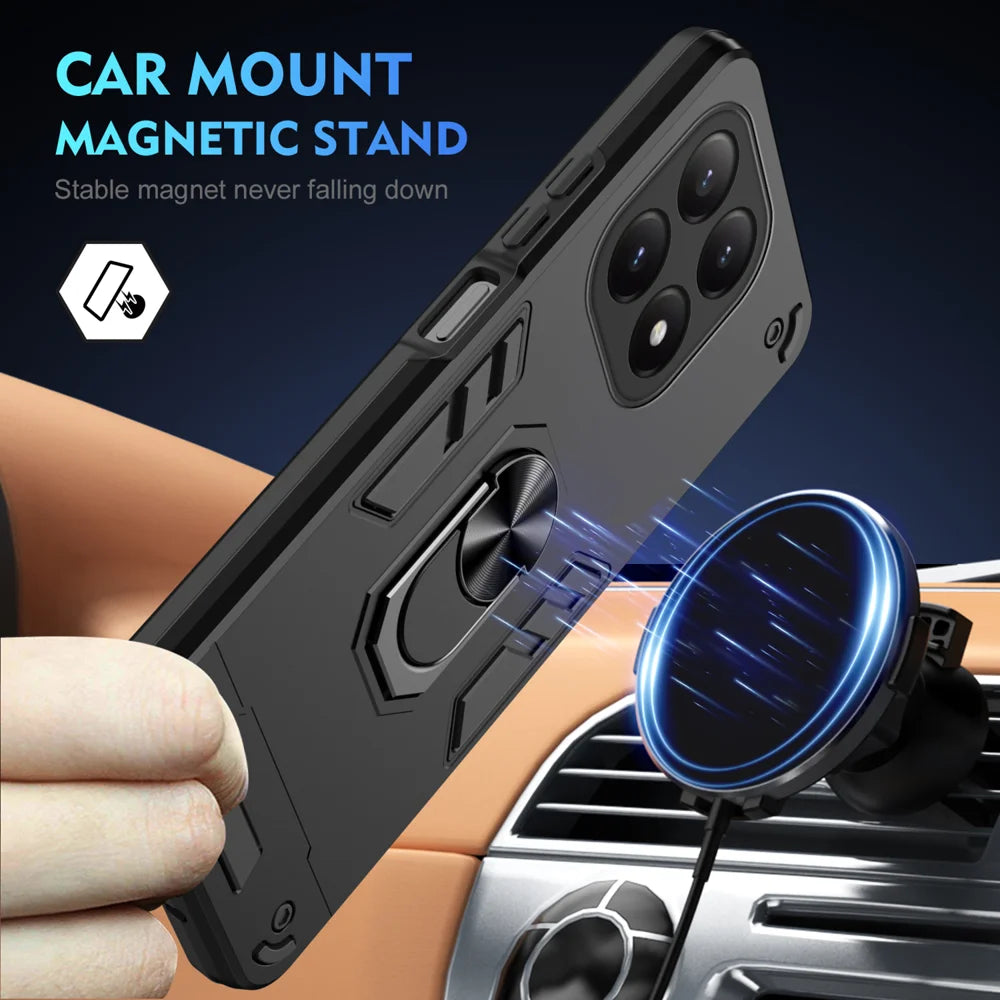 WANLONFENG for Xiaomi 15T YS Series Case Kicktand Shockproof PC TPU Phone Cover with 2Pcs Tempered Glass Film - Black - 3