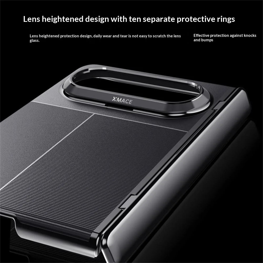 For Huawei Pura X Max Case AG Matte Hinge Protection Phone Cover with HD Clear Screen Protector - Black - 6