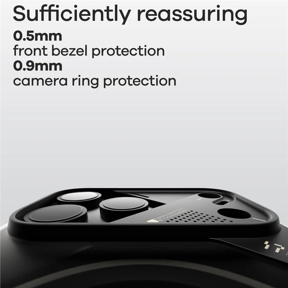 AULUMU For iPhone 17 Pro Aramid Fiber Case Ultra Thin Magnetic Phone Cover with Real-Time Temperature Monitoring - Black - 4