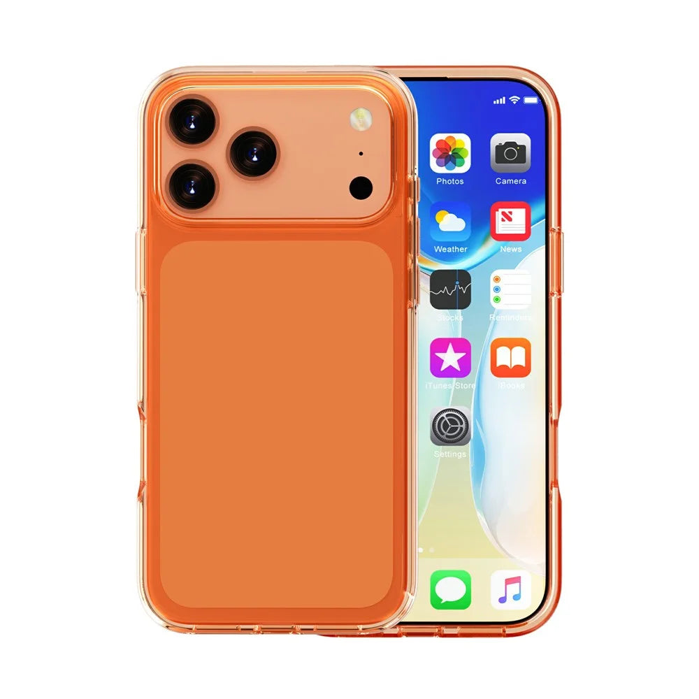 For iPhone 18 Pro Max / 17 Pro Max Case PC + TPU Shockproof Clear Phone Cover - Transparent Orange - 4