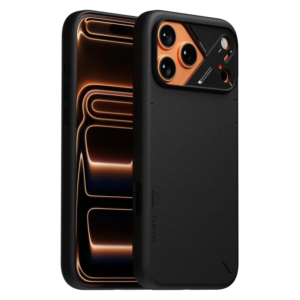 AULUMU A17 for iPhone 17 Pro Max Magnetic Case Biodegradable Vegan Leather + PC Phone Cover - Black - 1