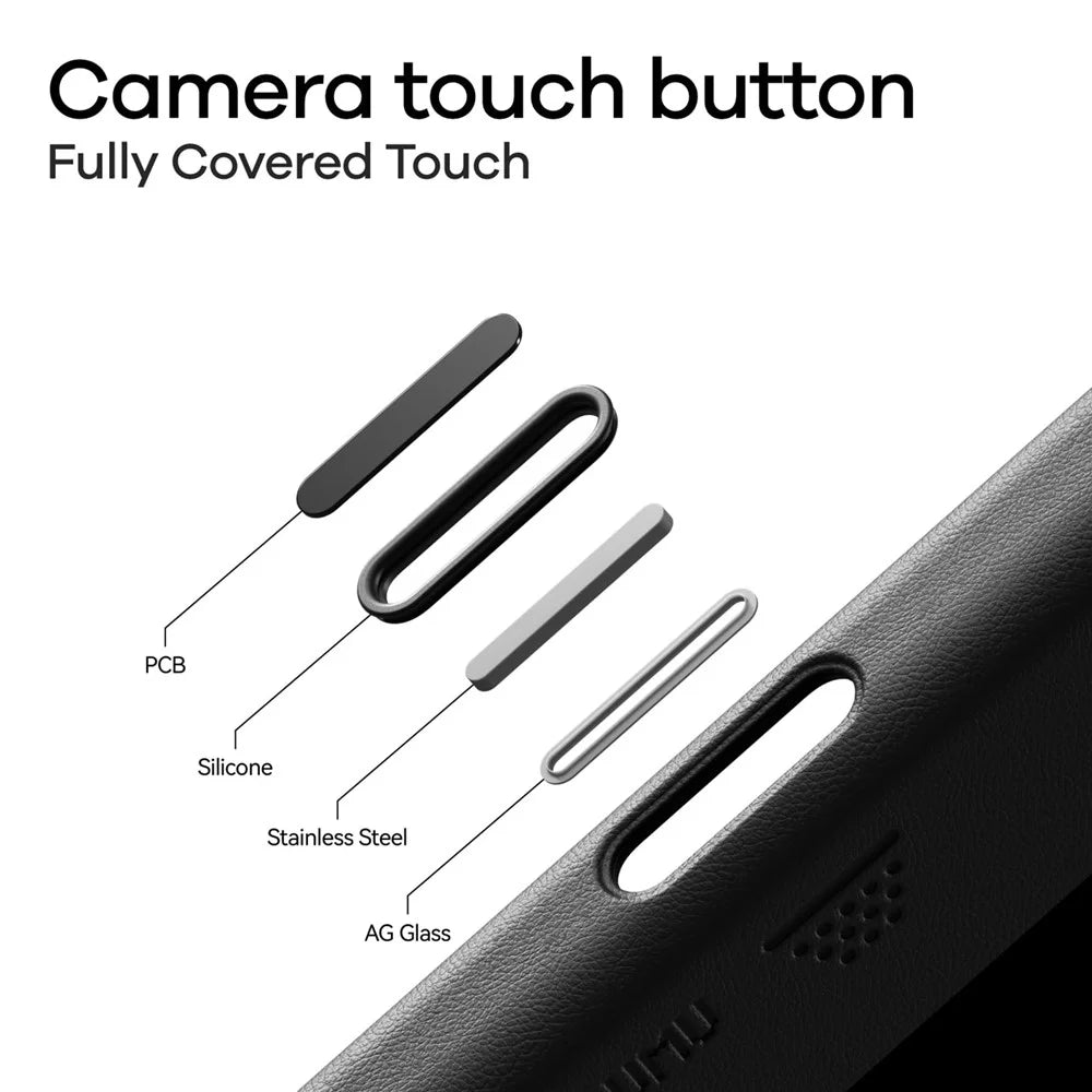 AULUMU A17 for iPhone 17 Pro Magnetic Case Biodegradable Vegan Leather + PC Phone Cover - Black - 6