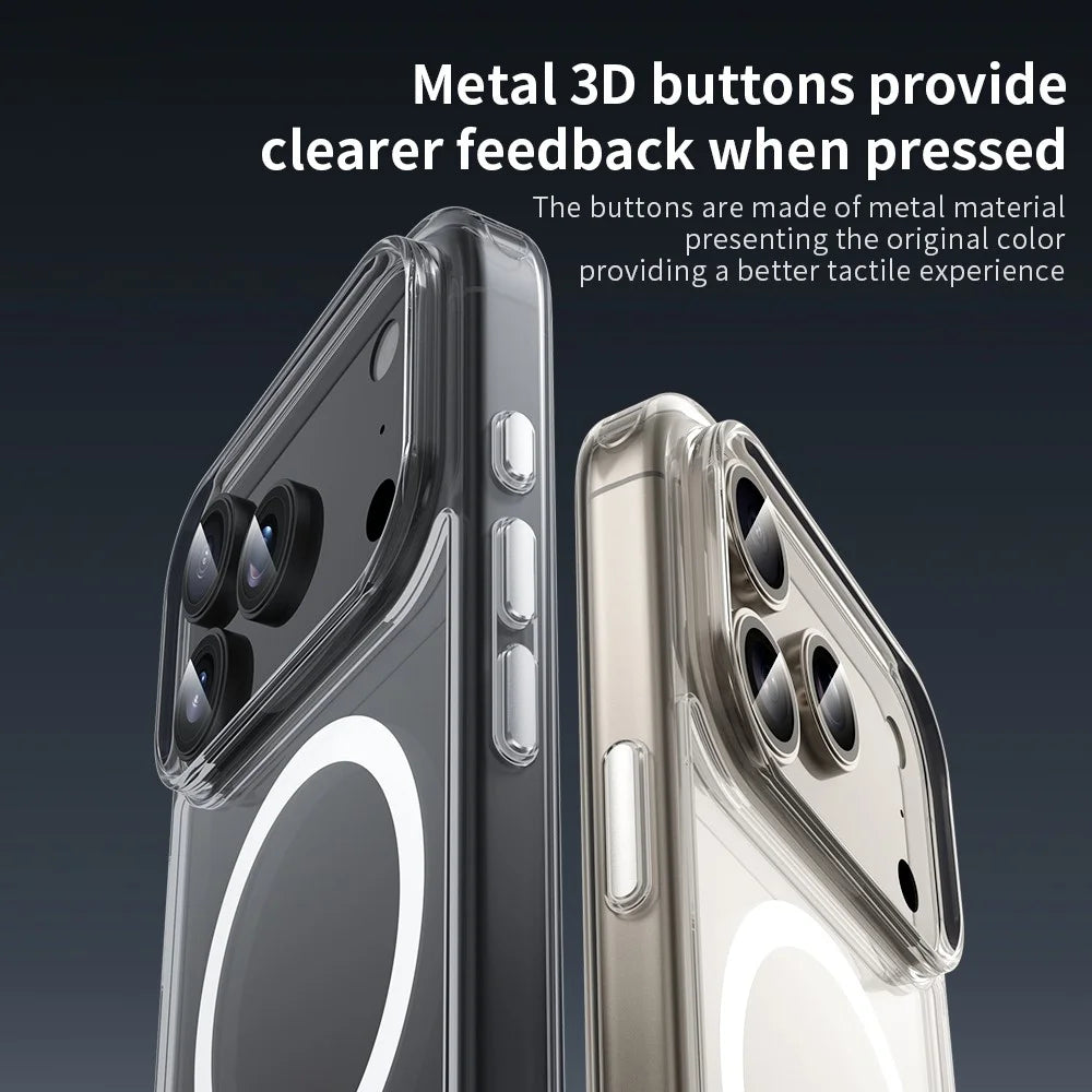 ZGA for iPhone 17 Pro Magnetic Case Crystal Clear PC TPU Anti-Scratch Phone Cover - Transparent - 7
