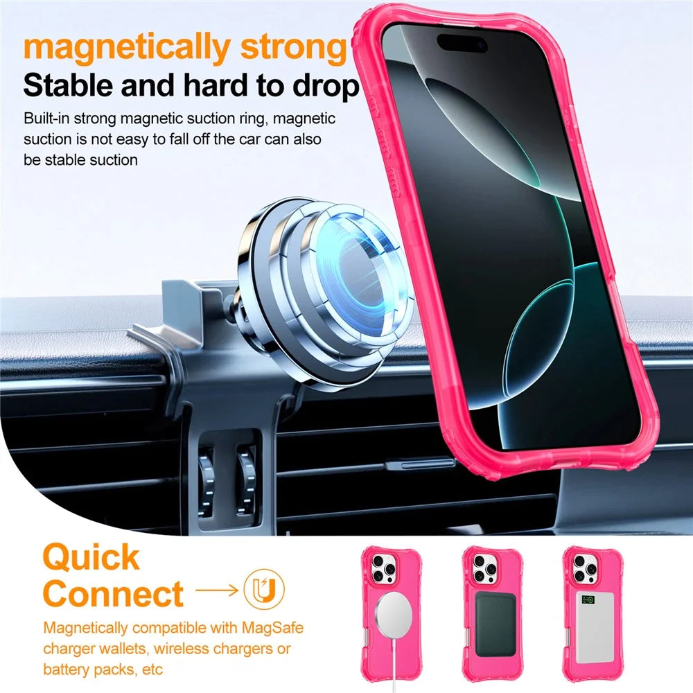 For iPhone 12 Pro Max Magnetic Phone Case Soft-touch 2-in-1 PC+TPU Shockproof Cover Compatible with MagSafe - Rose Pink - 2