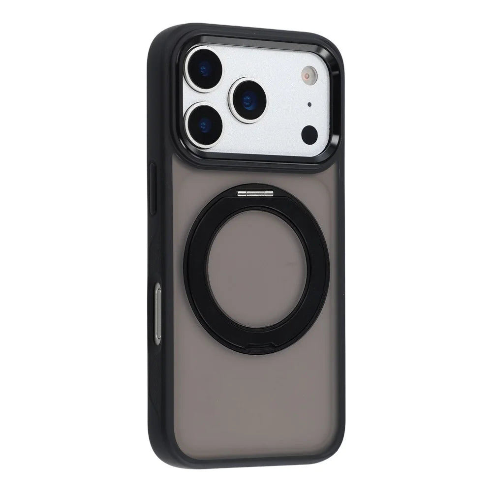 For iPhone 18 Pro Max / 17 Pro Max Case Rotating Kickstand TPU + PC Anti-slip Matte Phone Back Cover - Black - 2