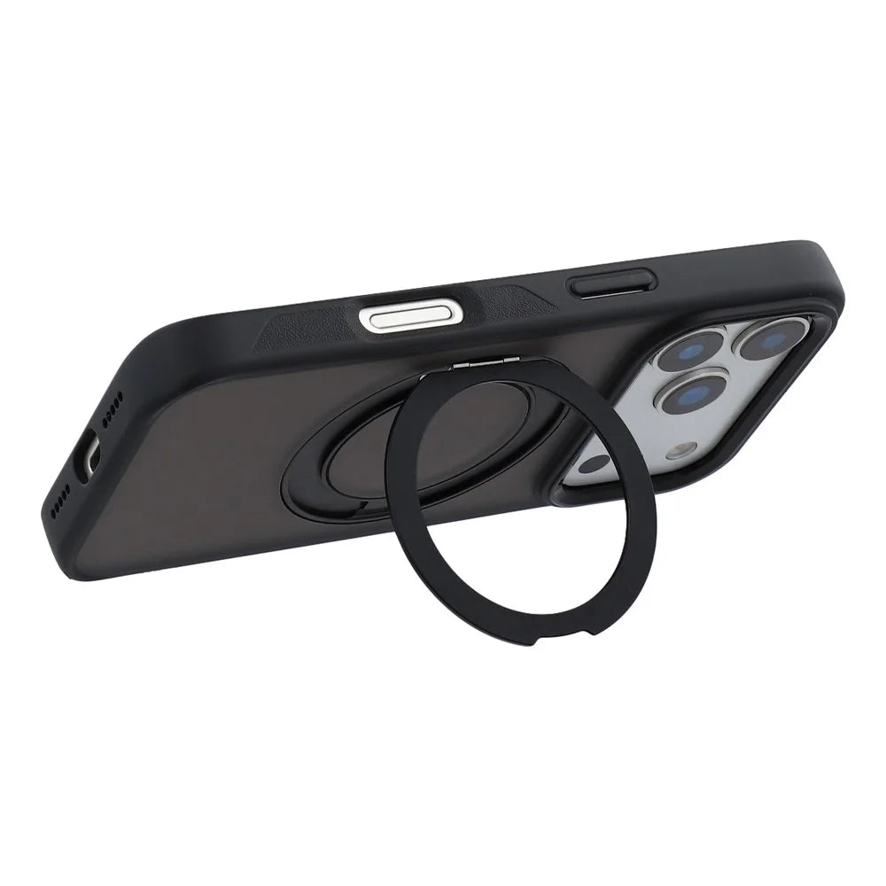 For iPhone 18 Pro Max / 17 Pro Max Case Rotating Kickstand TPU + PC Anti-slip Matte Phone Back Cover - Black - 3