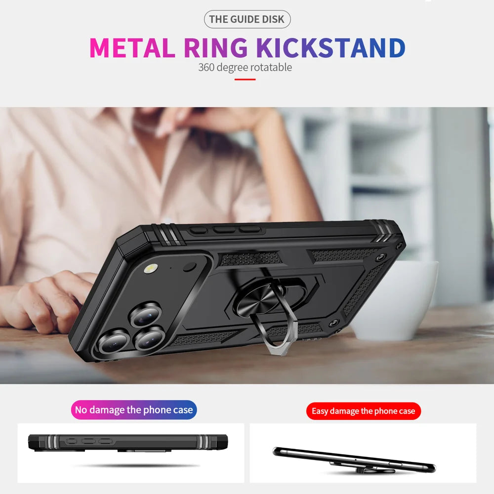 For iPhone 18 Pro Max / 17 Pro Max Case PC + TPU Phone Cover with Kickstand - Black - 7