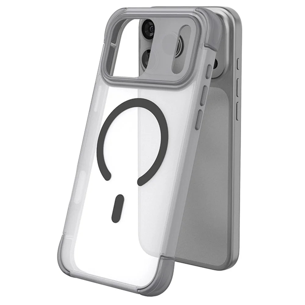 For iPhone 18 Pro Max / 17 Pro Max Magnetic Case Skin-touch PC + TPU Airbag Protection Phone Cover - Grey+Black - 2