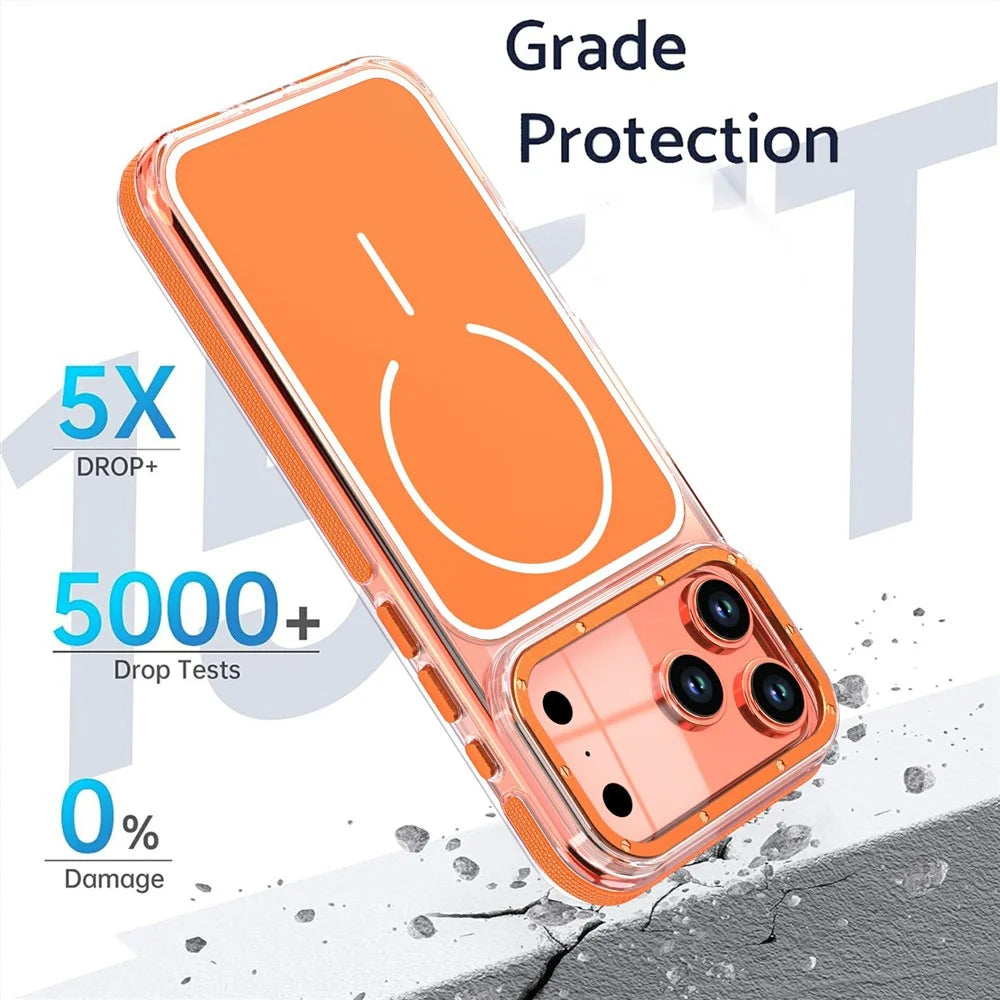 For iPhone 18 Pro / 17 Pro Magnetic Case Dual Color Shockproof TPU PC Phone Cover - Orange - 3