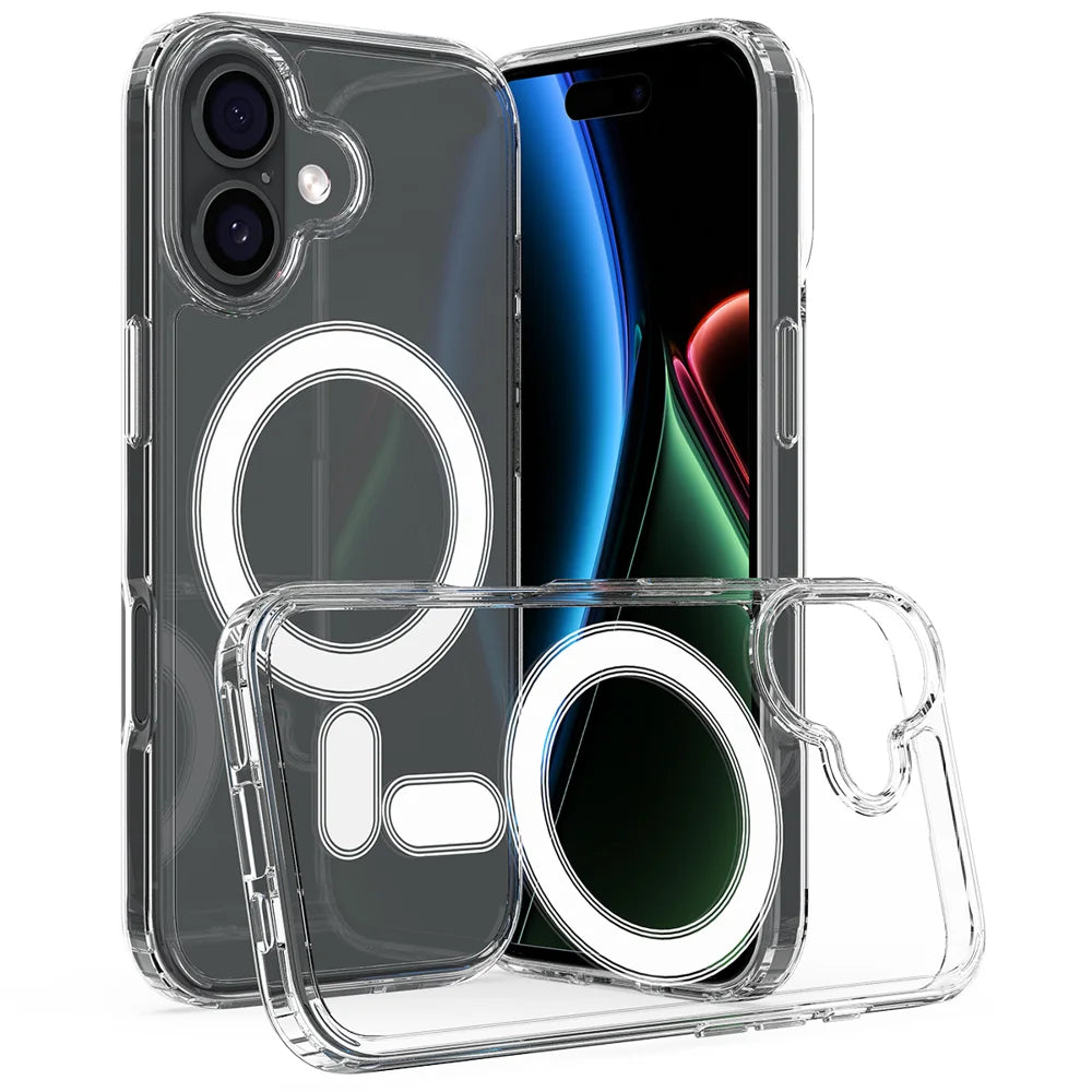 For iPhone 18 Clear Phone Magnetic Case TPU + Acrylic Back Cover - Clear - 2