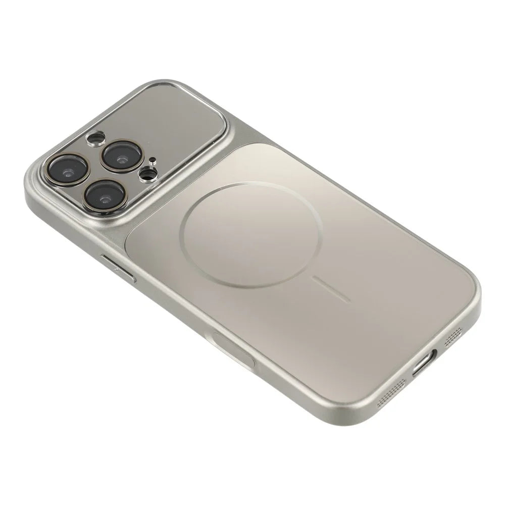 For iPhone 16 Pro Magnetic Case AG Matte PC + TPU Shockproof Phone Cover with Lens Film - Grey - 5