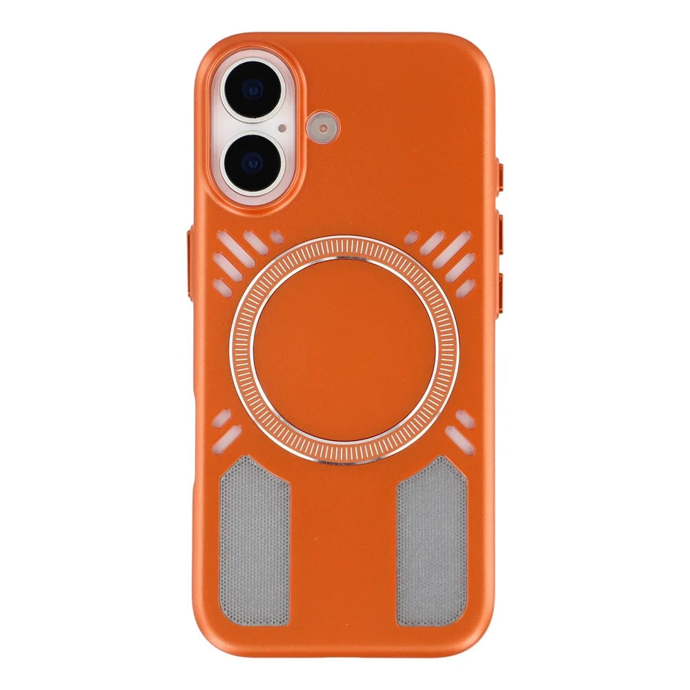 For iPhone 17 Magnetic Case Heat Dissipation Hard PC Scratch Resistant Phone Cover - Orange - 2