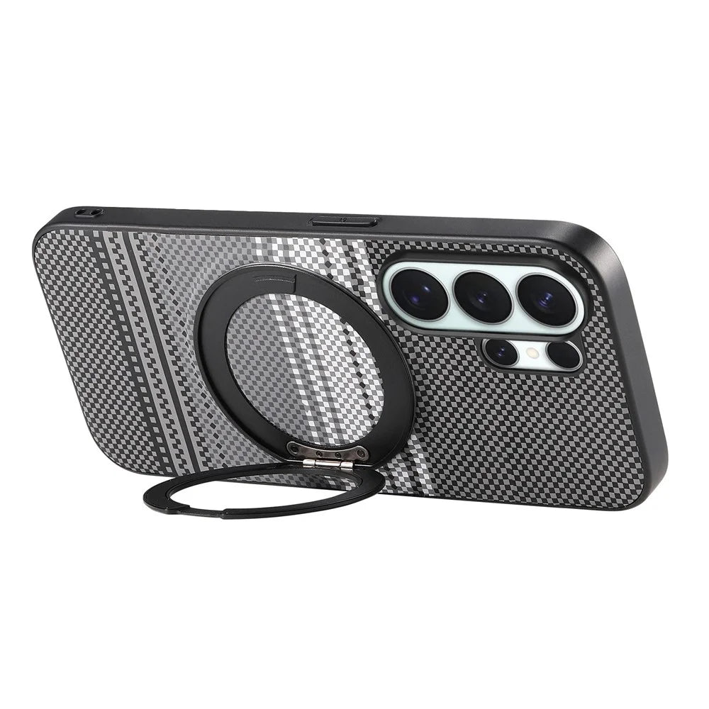 For Samsung Galaxy S26 Ultra Magnetic Case Rotation Kickstand PU Leather + TPU Phone Cover - Black - 4