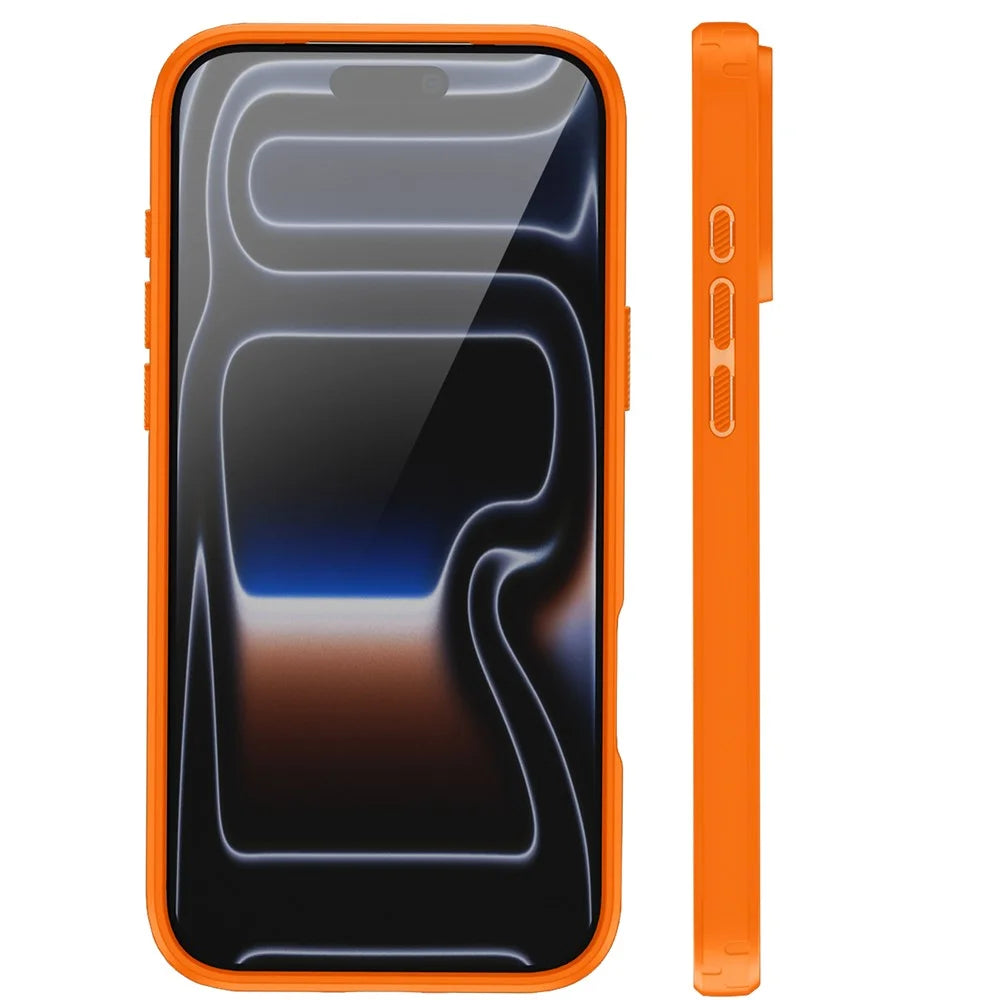For iPhone 17 Pro Max / 18 Pro Max Magnetic Case TPU Frame Clear PC Back Anti-drop Phone Cover - Orange - 2