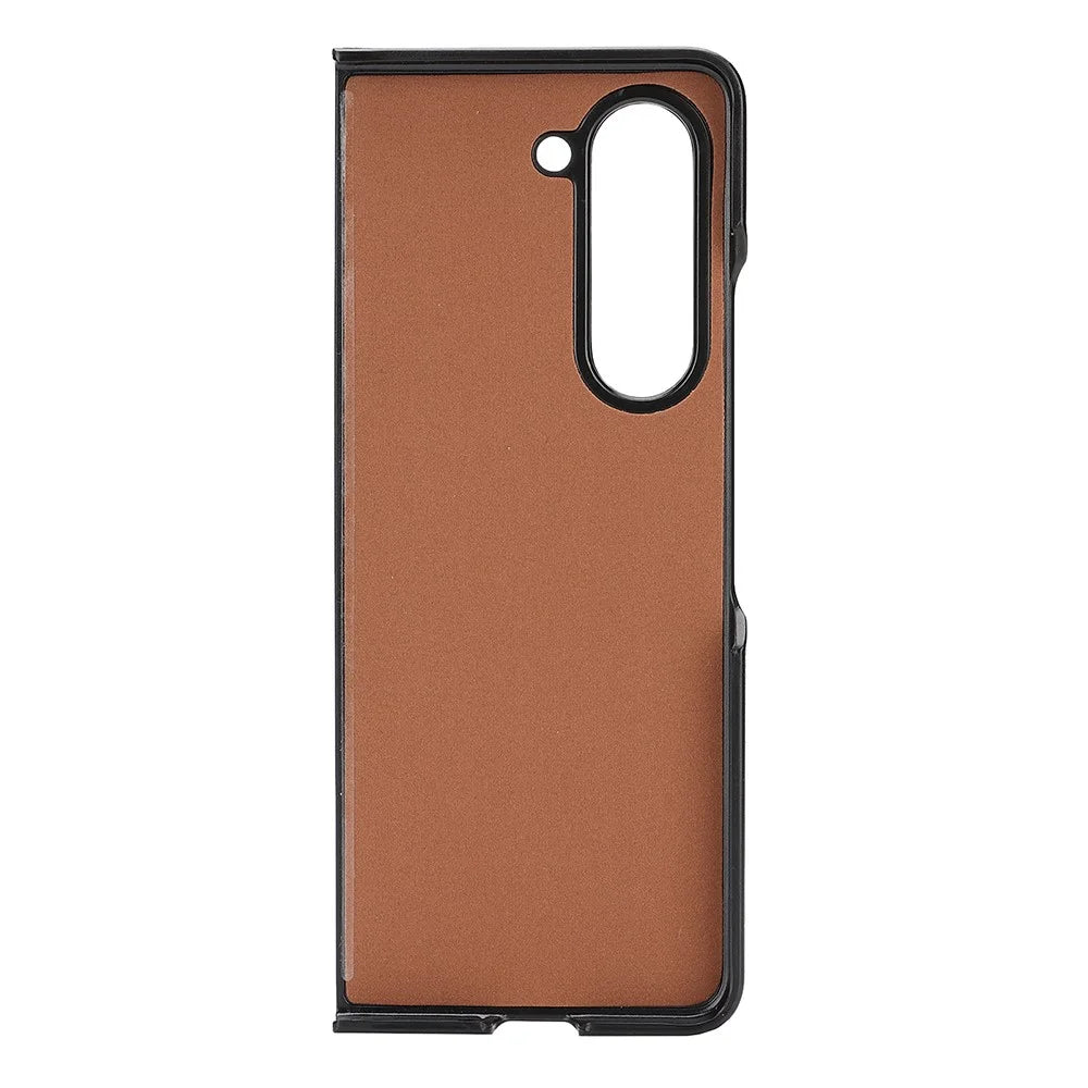 For Samsung Galaxy Z Fold8 Ultra Magnetic Case Cowhide Texture PU Leather Coated PC Phone Cover - Brown - 4