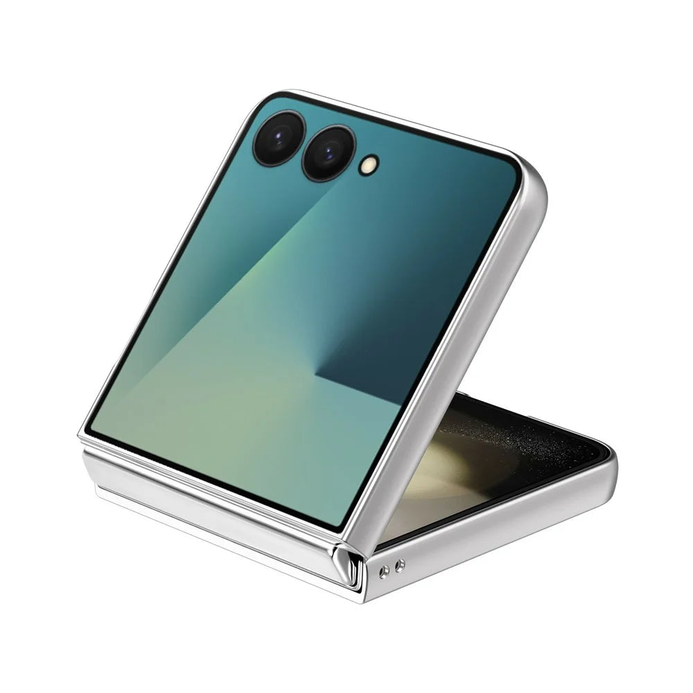 For Samsung Galaxy Z Flip8 Case Electroplating Wave Texture Leather + PC Folding Phone Cover - Purple / Blue - 3
