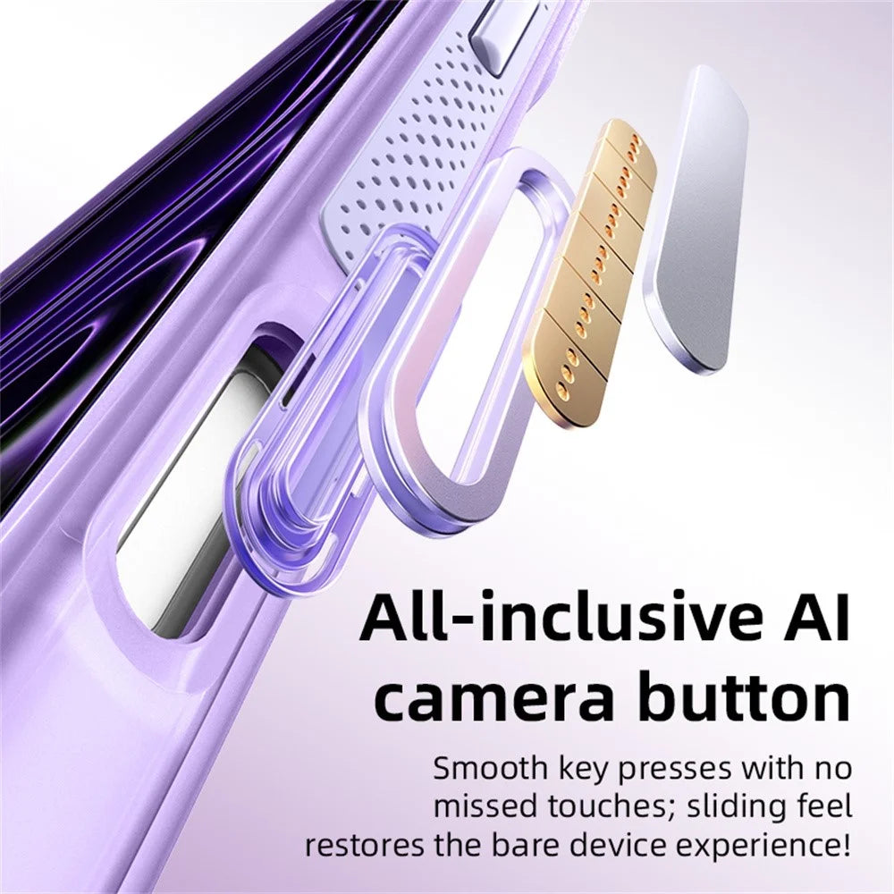 For iPhone 18 Pro Max / 17 Pro Max Case with Magnetic Kickstand Air Cushion Matte Translucent PC + TPU Phone Cover - Black - 4