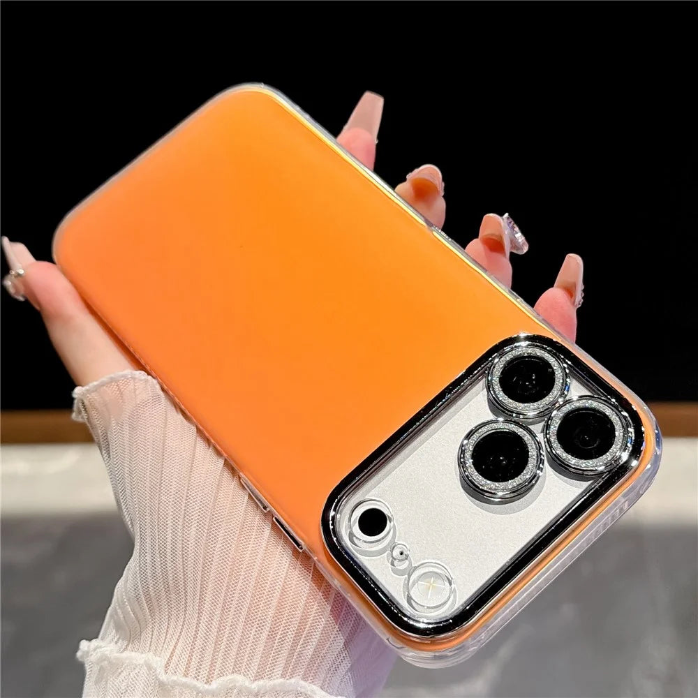 For iPhone 18 Pro Max / 17 Pro Max Case PC + TPU IMD Phone Cover with Electroplated Camera Frame - Vibrant Orange - 2