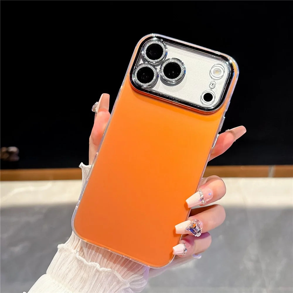 For iPhone 18 Pro Max / 17 Pro Max Case PC + TPU IMD Phone Cover with Electroplated Camera Frame - Vibrant Orange - 3