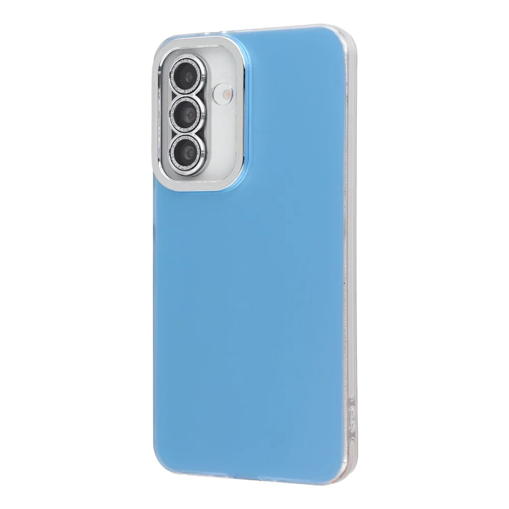 For Samsung Galaxy A16 5G / A16 4G Case PC + TPU IMD Phone Cover with Electroplated Camera Frame - Sky Blue - 2