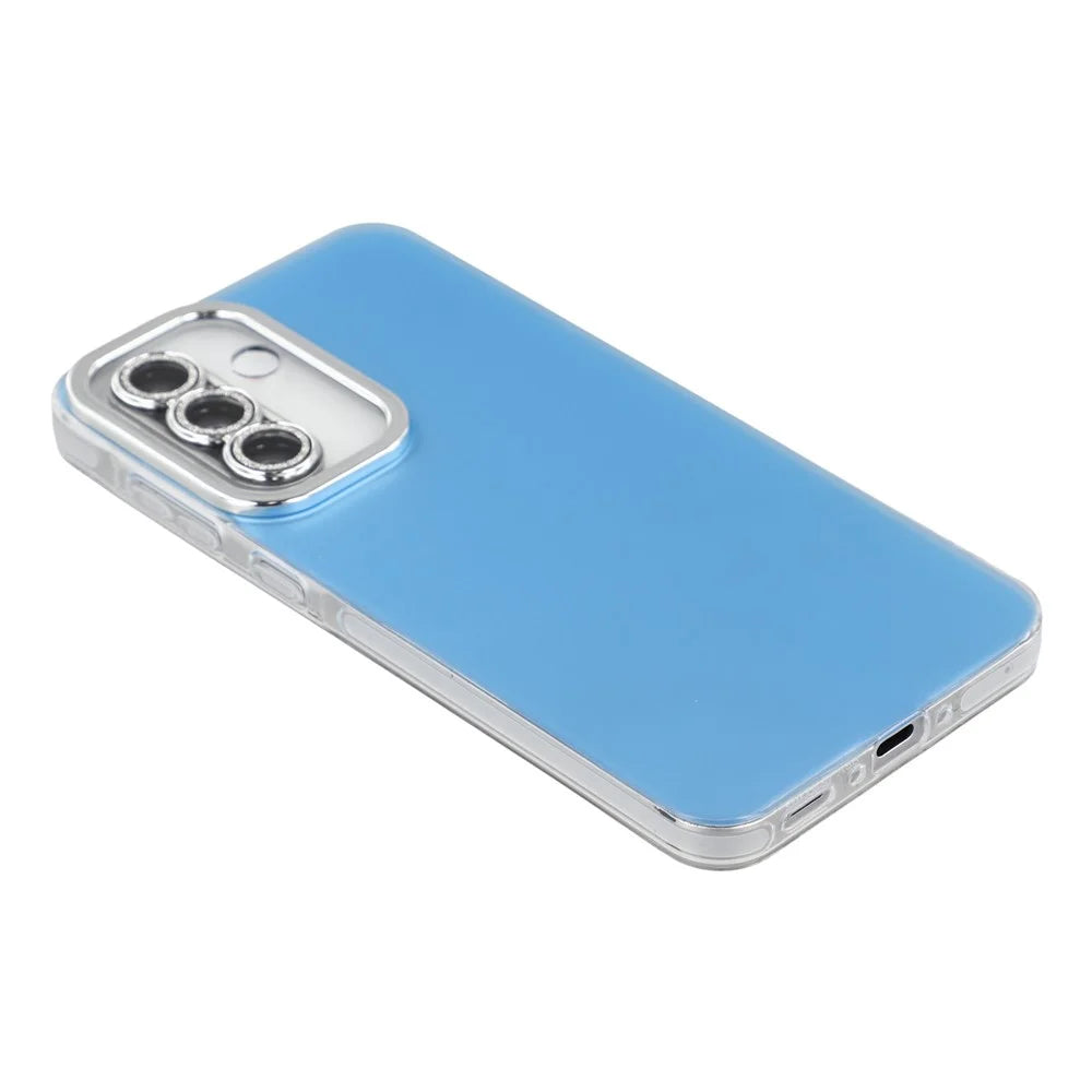 For Samsung Galaxy A16 5G / A16 4G Case PC + TPU IMD Phone Cover with Electroplated Camera Frame - Sky Blue - 3