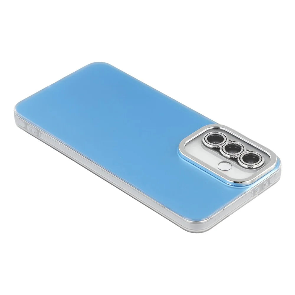For Samsung Galaxy A16 5G / A16 4G Case PC + TPU IMD Phone Cover with Electroplated Camera Frame - Sky Blue - 4