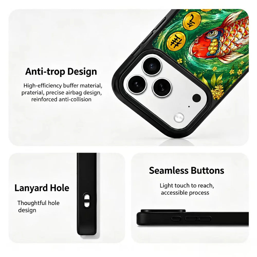 For iPhone 18 Pro Max / 17 Pro Max Magnetic Case Five Elements Wood Art Series UV Printing PC + Silicone Phone Cover - M00001 - 4