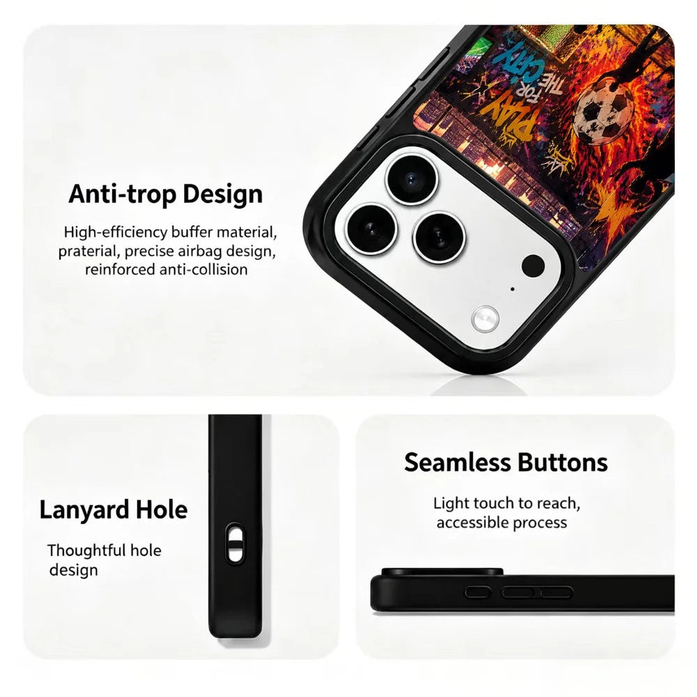 For iPhone 18 Pro Max / 17 Pro Max Magnetic Case Football Fever Series UV Print PC + Silicone Phone Cover - ZX0052 - 4
