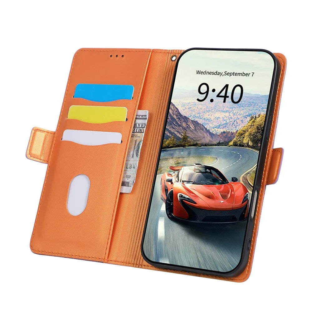 For iPhone 17 Pro / 18 Pro Case U-Shape Decoration Magnetic Side Clasp Wallet Leather Phone Cover with Wrist Strap - Purple - 2