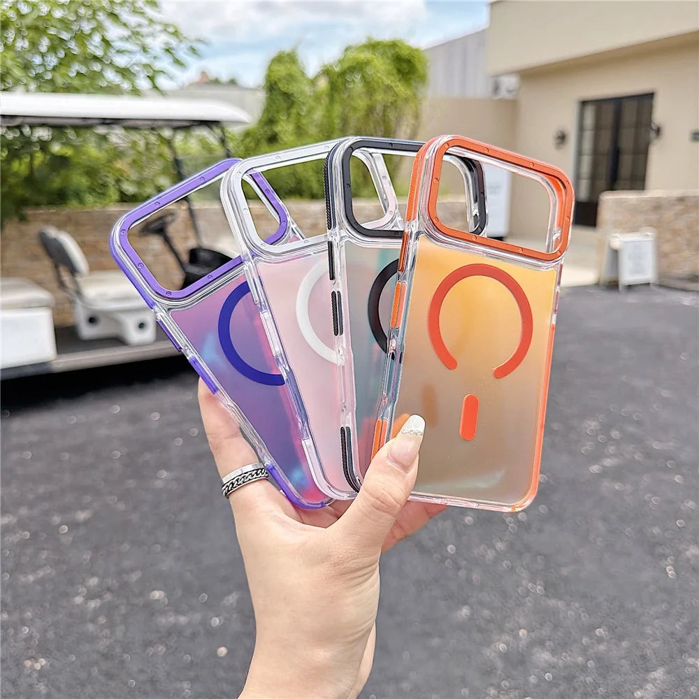 For iPhone 18 Pro Max / 17 Pro Max Magnetic Case Cute Fluorescent Design TPU Acrylic Phone Back Cover - Purple - 6