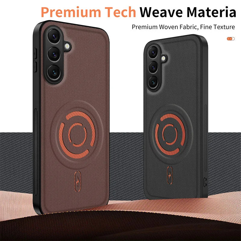 WANLONFENG for Samsung Galaxy S26 FE KJB Series Magnetic Case Tech Fabric Texture PC+TPU Shockproof Phone Cover - Black - 2