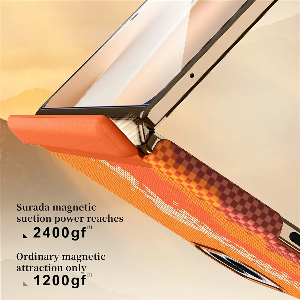 SULADA for Samsung Galaxy Z Fold8 Case Golden Mountain Pattern Skin-Feel Hard PC Slim Phone Cover - Orange - 2