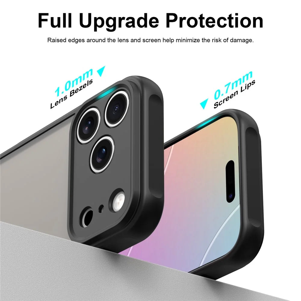 For iPhone 18 Pro Max / 17 Pro Max Case Drop Proof Airbags Frosted Translucent PC + TPU Phone Back Cover - Black - 3