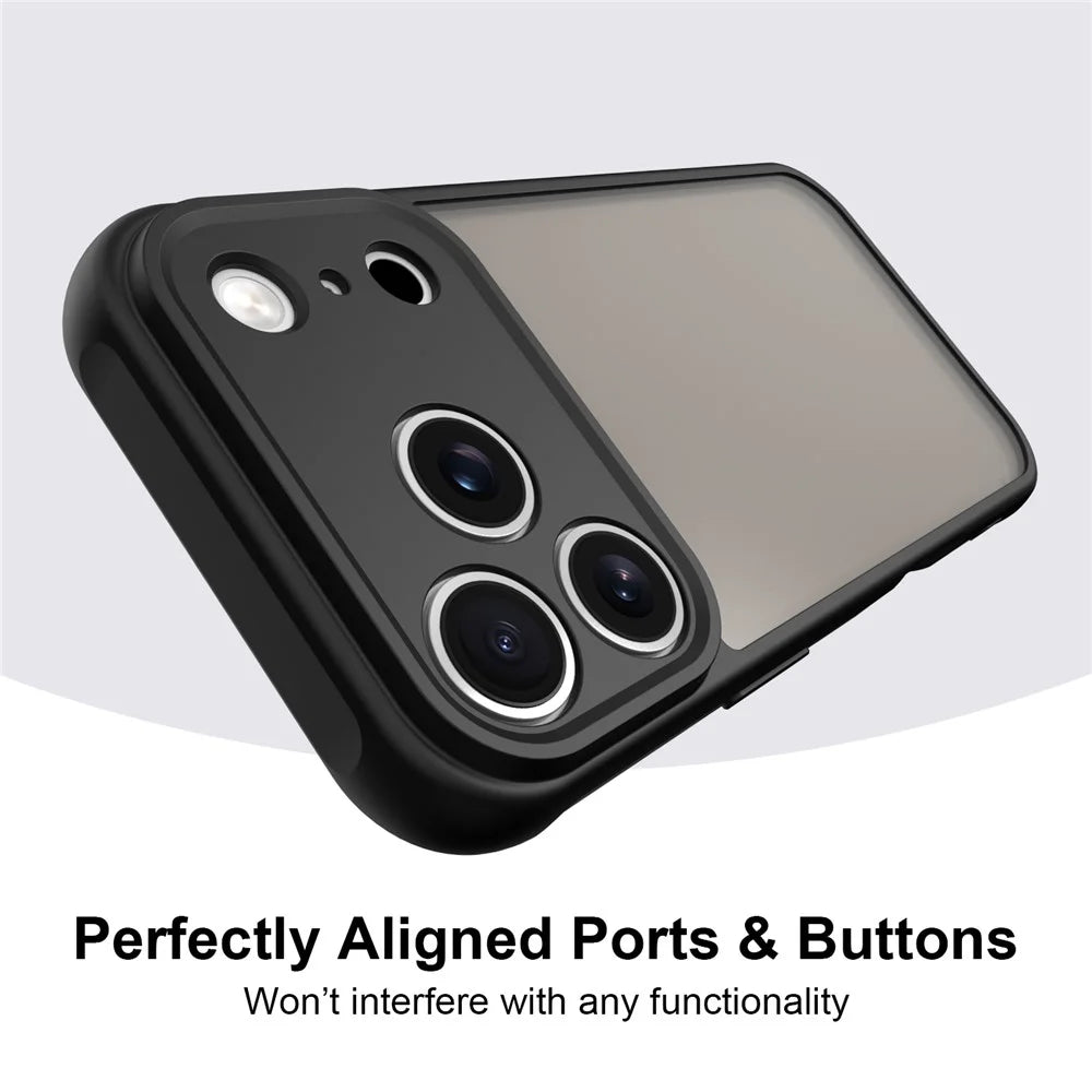 For iPhone 18 Pro Max / 17 Pro Max Case Drop Proof Airbags Frosted Translucent PC + TPU Phone Back Cover - Black - 5