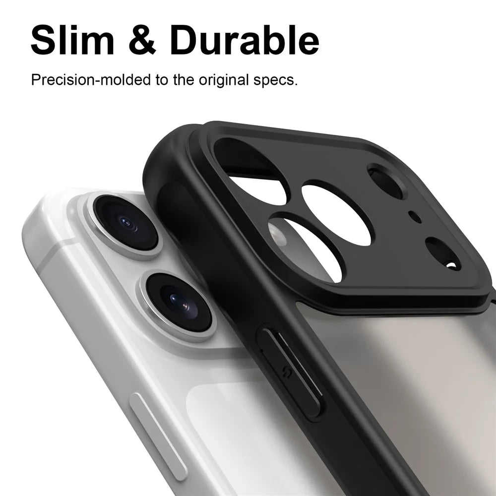For iPhone 18 Pro Max / 17 Pro Max Case Drop Proof Airbags Frosted Translucent PC + TPU Phone Back Cover - Black - 6