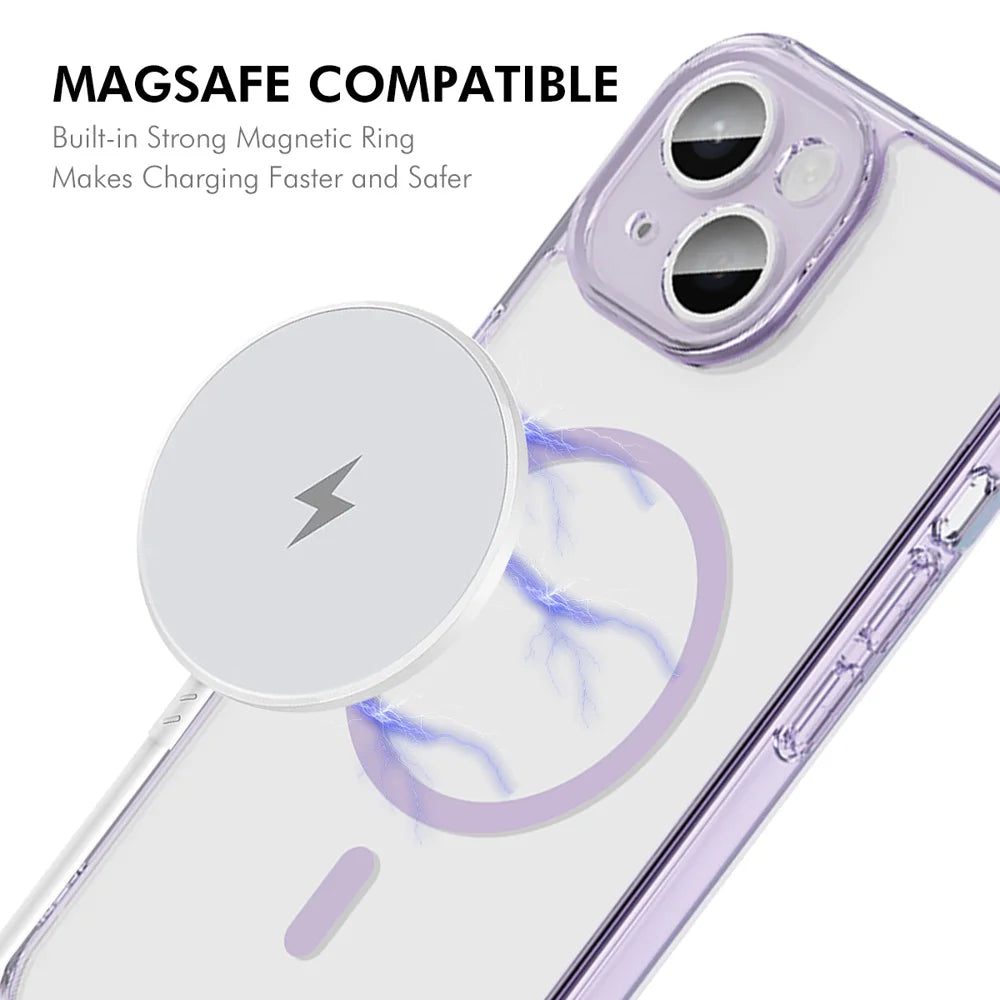HAT PRINCE for iPhone 15 ENKAY Magnetic Case Crystal Clear TPU Phone Cover with High Aluminium-silicon Glass Screen Protector - Black - 2