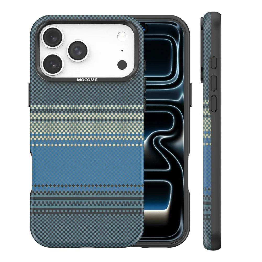For iPhone 18 Pro Max Magnetic Case Gradient Rainbow Leather Coated TPU + PC Hybrid Shockproof Cover - Sapphire - 2