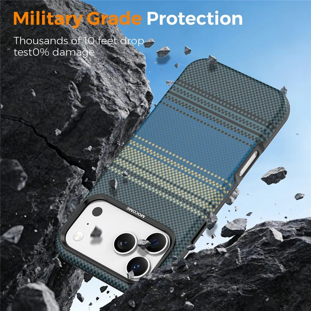 For iPhone 18 Pro Max Magnetic Case Gradient Rainbow Leather Coated TPU + PC Hybrid Shockproof Cover - Sapphire - 3
