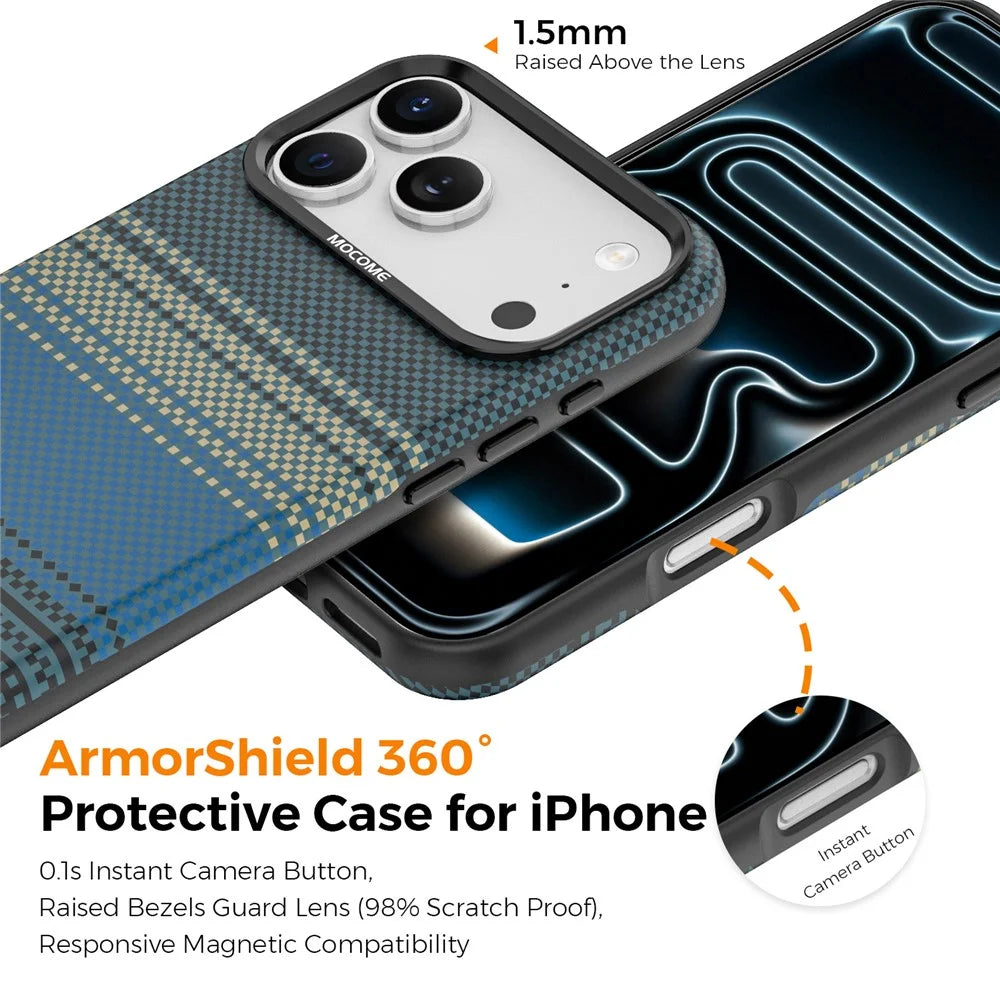 For iPhone 18 Pro Max Magnetic Case Gradient Rainbow Leather Coated TPU + PC Hybrid Shockproof Cover - Sapphire - 7