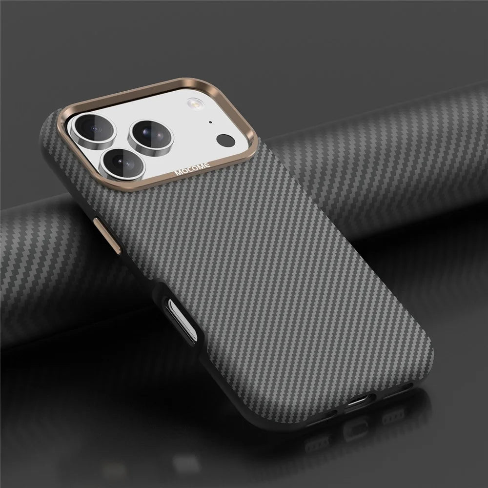 For iPhone 18 Pro Case Compatible with MagSafe Carbon Fiber Texture Shockproof Leather TPU PC Protective Cover - Black - 5