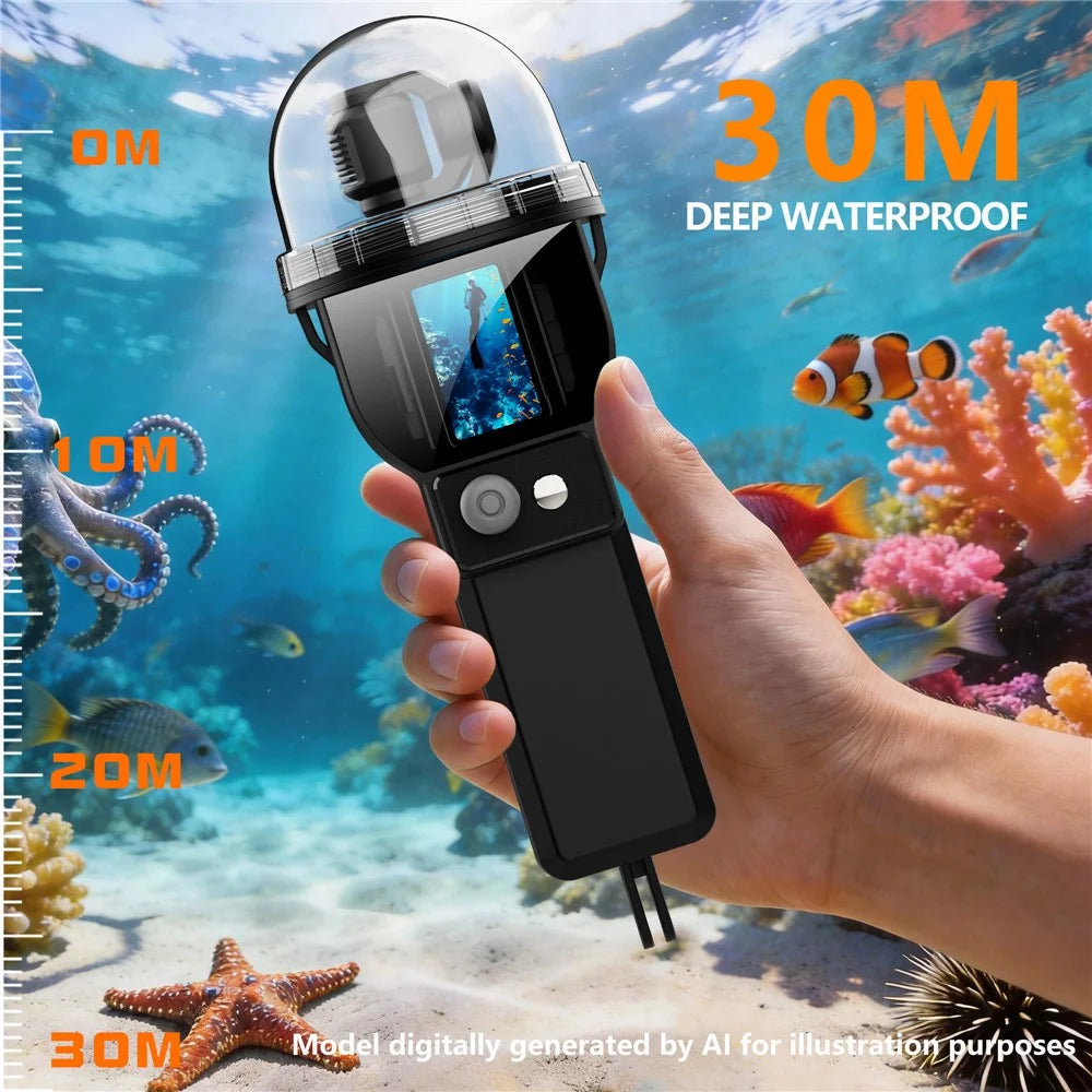 For DJI Osmo Pocket 3 Waterproof Case 30m Depth Underwater Joystick Control HD Clear Shooting Cover - Black - 4