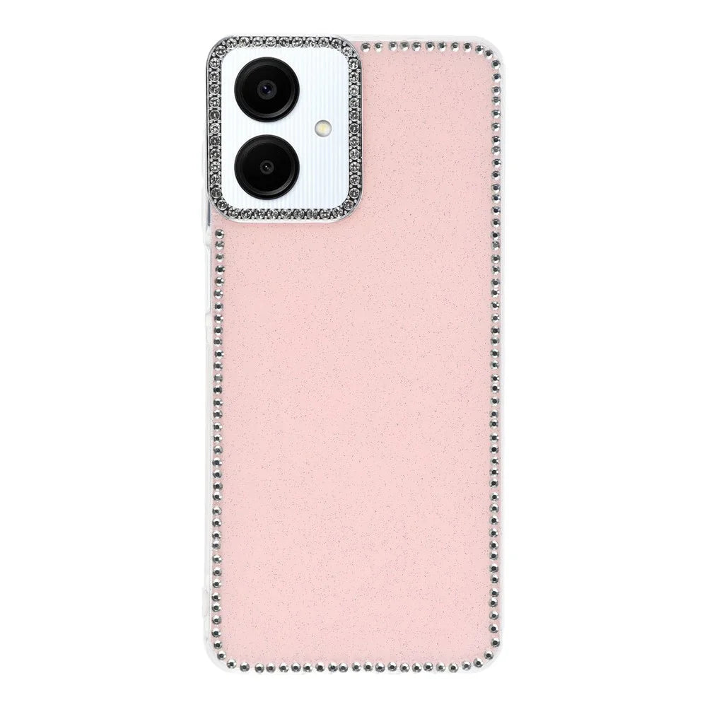 For Samsung Galaxy A07 4G / A07 5G / A06 4G / A06 5G Case Rhinestone Edge Glitter Back TPU + PC IMD Phone Cover - Glitter Light Pink - 1