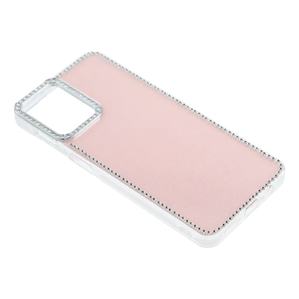 For Samsung Galaxy A07 4G / A07 5G / A06 4G / A06 5G Case Rhinestone Edge Glitter Back TPU + PC IMD Phone Cover - Glitter Light Pink - 4