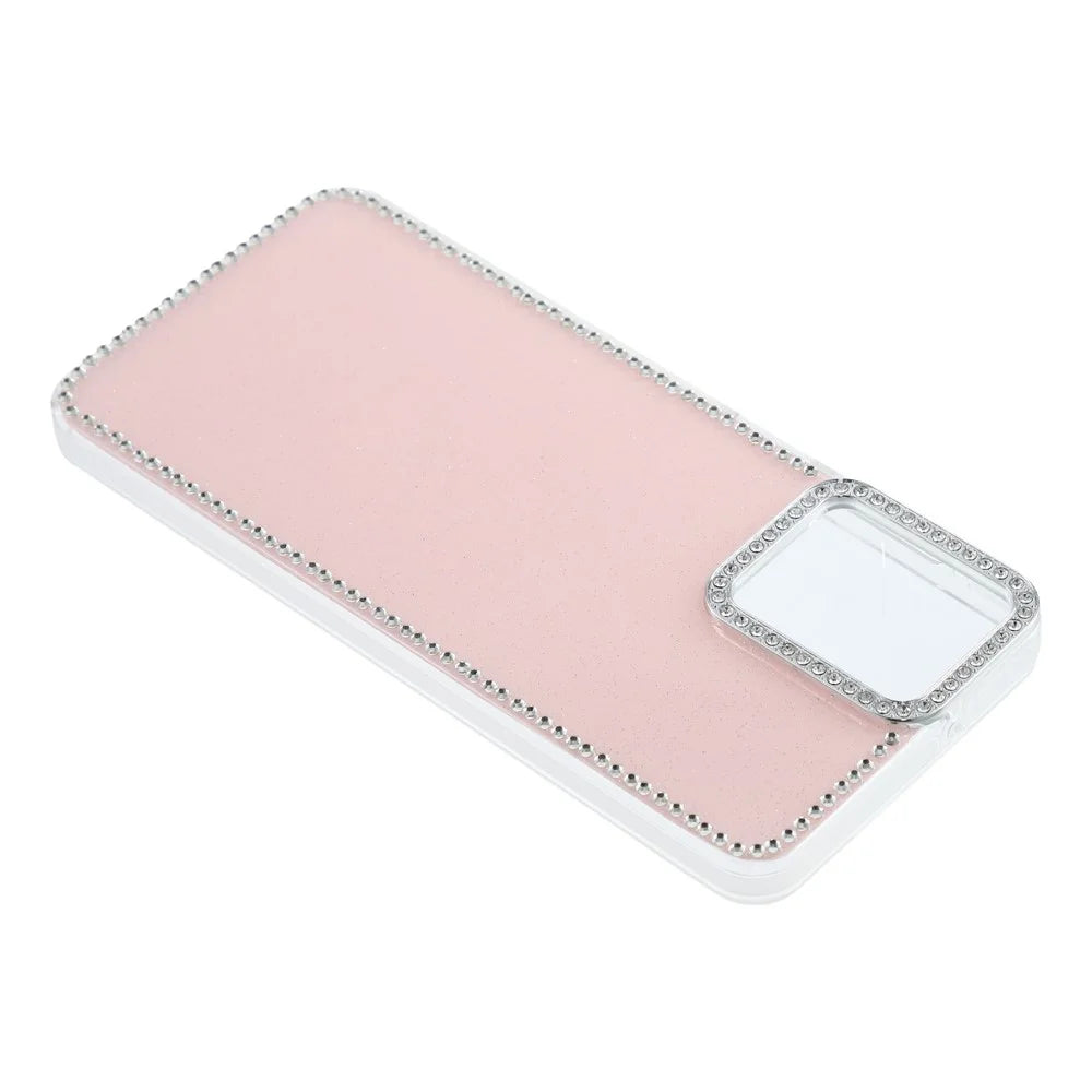 For Samsung Galaxy A07 4G / A07 5G / A06 4G / A06 5G Case Rhinestone Edge Glitter Back TPU + PC IMD Phone Cover - Glitter Light Pink - 5