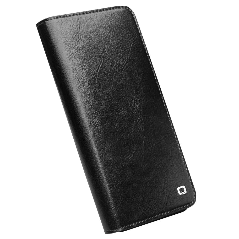 QIALINO For Samsung Galaxy S23+ Genuine Leather Case Drop-Proof Business Style Flip Cover Wallet Stand - Black - 4