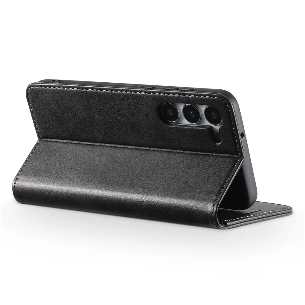 SUTENI For Samsung Galaxy S23 Wallet Design Full Coverage Automatic Closing Flip PU Leather+TPU Cover Case with Stand - Black - 3