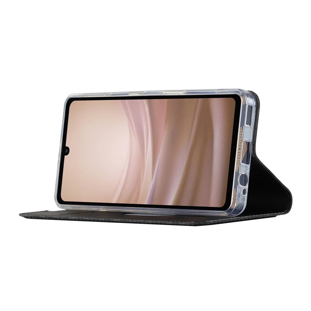 Shockproof Phone Cover For Sharp Aquos Sense 7, PU Leather Phone Case with Stand Card Holder - Black - 3