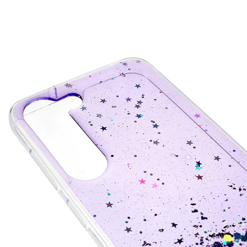 For Samsung Galaxy S22+ 5G Starry Sky Sparkle Epoxy Phone Case Shockproof Soft TPU Protective Back Cover - Purple - 7