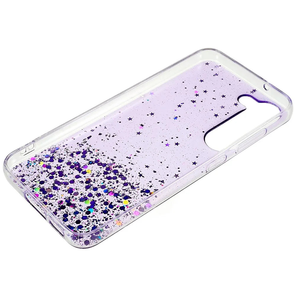 For Samsung Galaxy S23 Starry Sky Sparkle Epoxy Soft TPU Phone Case Protective Back Cover - Purple - 6